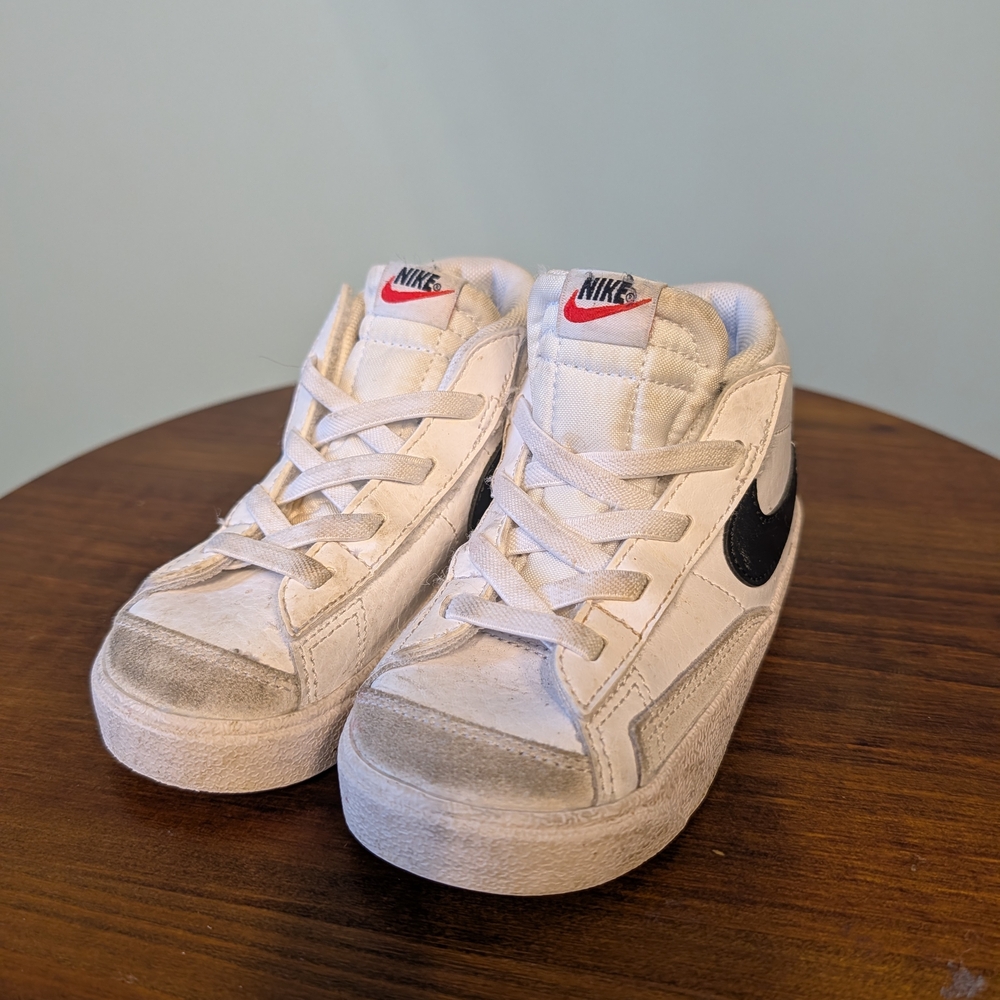 Nike Kids White and Black High-Top Sneakers